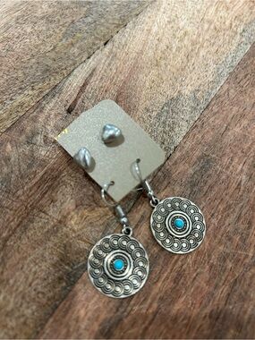 Turquoise and Golden Earrings Set